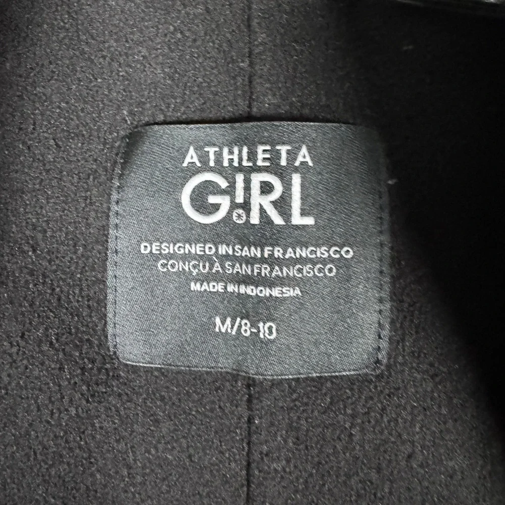 Athleta Girl Black Snow Day Down Jacket Hooded Puffer Fleece Lined Kids M 8-10